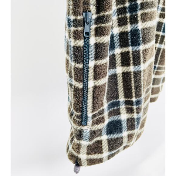Fieldmaster Brown Plaid Flannel Fleece Quarter Zip Pullover Men's Size Large - Picture 6 of 8